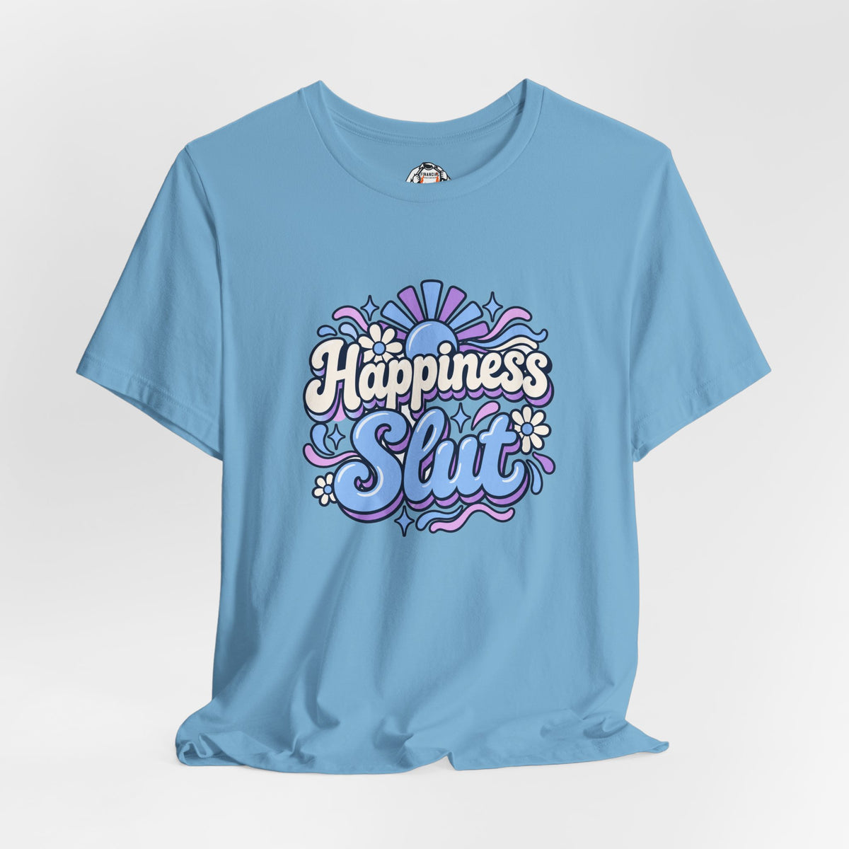 Happiness Slut Graphic Tee — Retro Pastel Positive Vibes T-Shirt